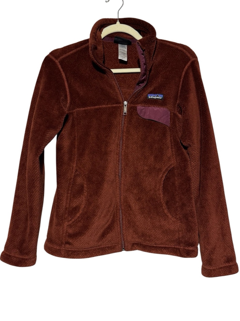Patagonia Re-Tool Jacket Full Zip‎ Women Size Small Burnt Orange Brown Fall Cozy